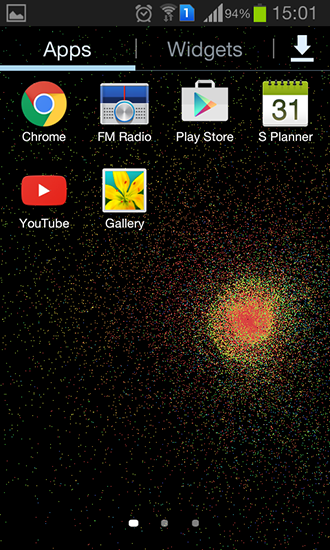 Screenshot dello Schermo Particle flow sul cellulare e tablet.