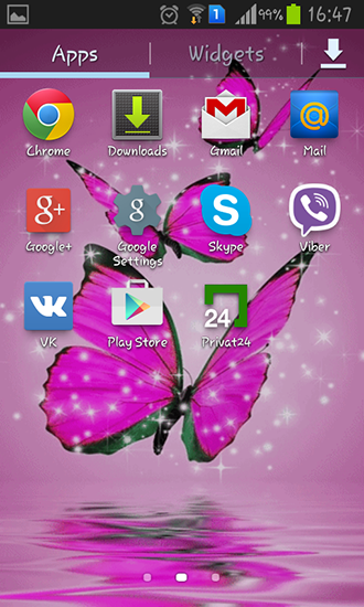 Screenshot dello Schermo Pink butterfly sul cellulare e tablet.