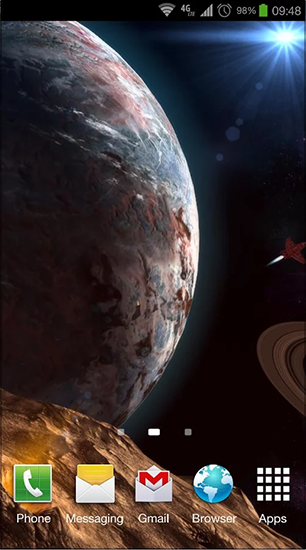Screenshot dello Schermo Planetscape 3D sul cellulare e tablet.
