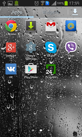 Screenshot dello Schermo Raindrops sul cellulare e tablet.