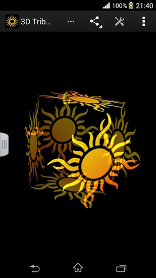 Screenshot dello Schermo Tribal sun 3D sul cellulare e tablet.