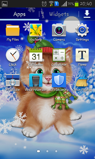 Screenshot dello Schermo Winter cat sul cellulare e tablet.