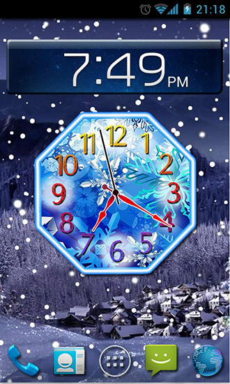 Screenshot dello Schermo Winter snow clock sul cellulare e tablet.